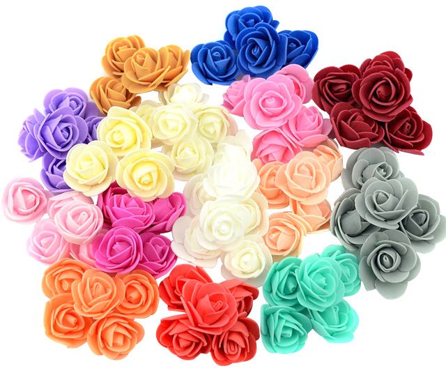 Mousse Mini Roses Head Boutons de Petites Fleurs Mariage Parti Foyer Décoration x 50