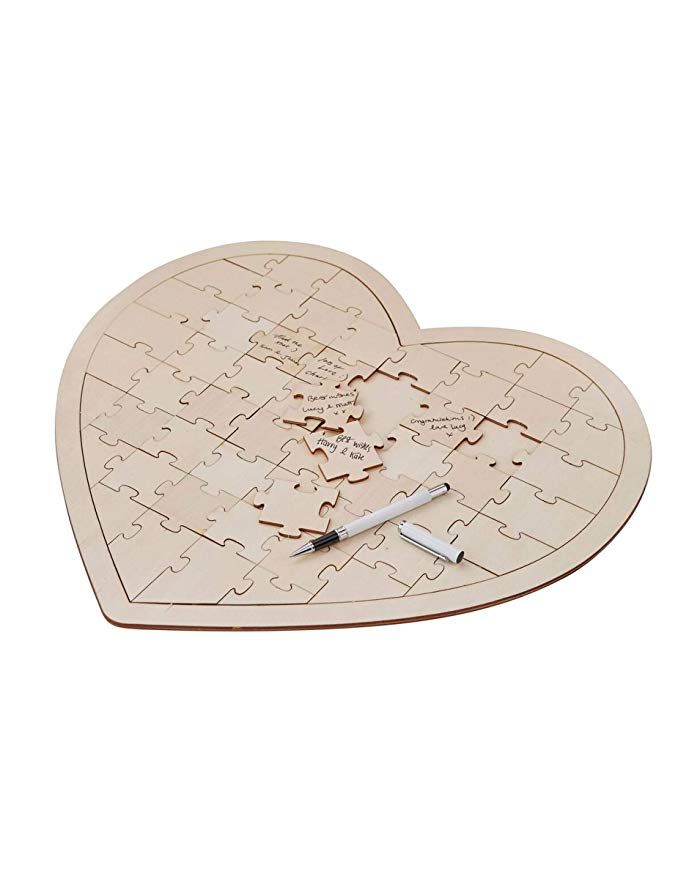 56 Pieces 400x300mm 16 Bois dense Livre dor de mariage avec puzzle personnalisable en bois