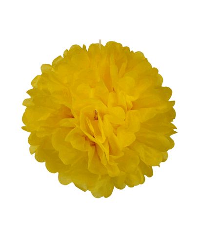 pompon papier de soie jaune, pour une ambiance romantique pensez aux pompons . Suspendus dans la salle ou à l'extérieur