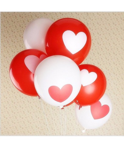 10 Ballons motif coeur ( blanc ou rouge au choix )