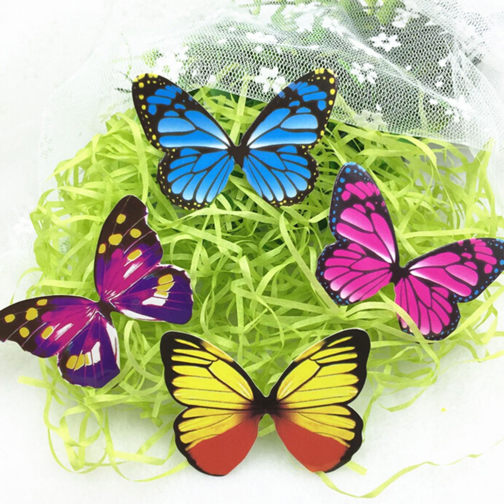 Lot de 50 papillons colorés de 7 cm pour la décoration de jardin sur des  bâtons de papillon